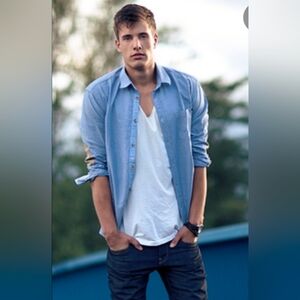 Valentino Blue Casual Button Down Shirt